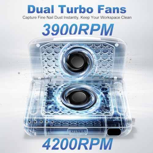 Nail Dust Collector Foldable 8100RPM Nail Vacuum with Dual Turbo Fans - color: Silver