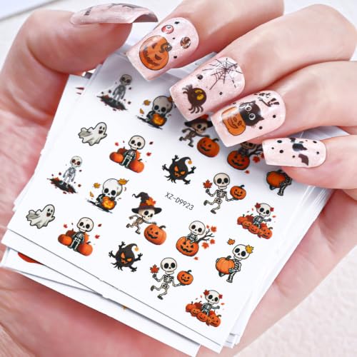 30Sheets Halloween Nail Stickers, Ghost, & Skull, Spider Design - color: Style-20