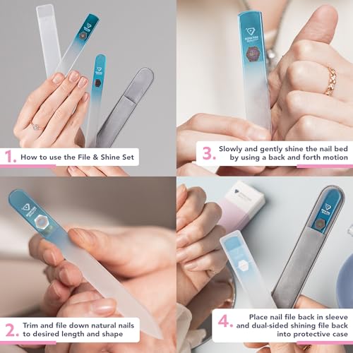 Bona Fide Beauty Czech Glass Nail File and Shiner Duo Set (Aqua) - color: Aqua