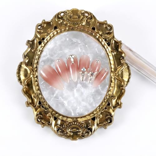 2Pcs Gold Vintage Nail Art Palette, Manicure Mixing Display Holder Board