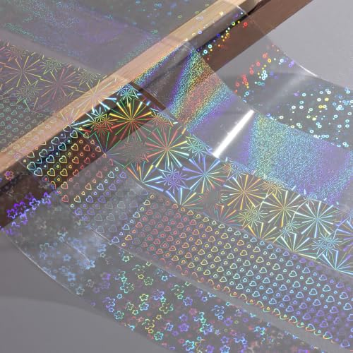 10 Rolls Aurora Nail Foil Iridescent Clear Nail Transfer Foil - color: Clear Iridescent