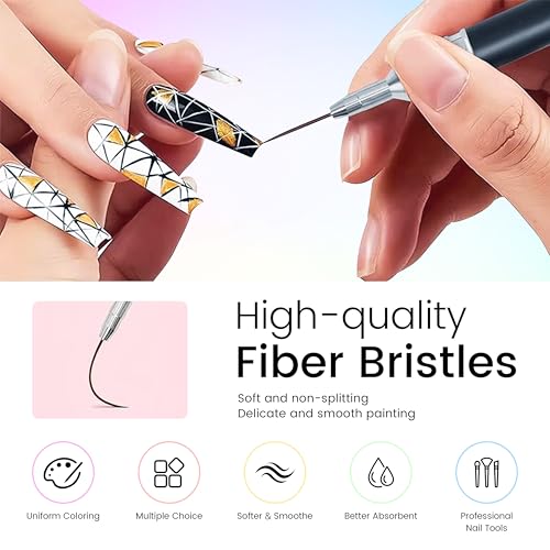 Gel Polishing Nail Liner Brush 5pcs Of Painting Art Nail Liner Brush Outline Beautiful Patterns. - color: 5pcs