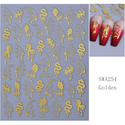 Halloween Dragons Nail Stickers for Nail Art, Laser Nail Decals 5Sheets - color: Halloween 14