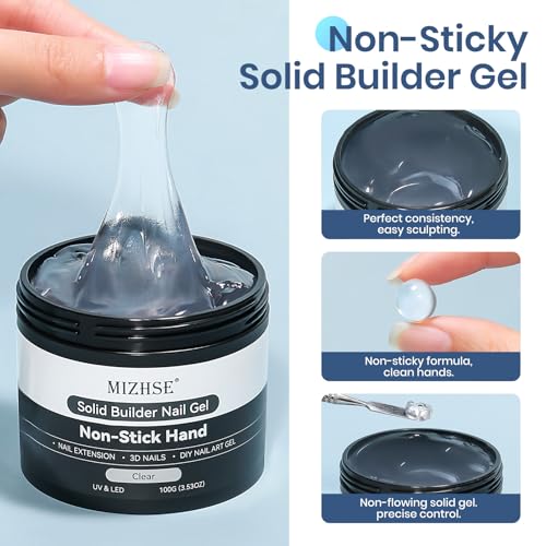MIZHSE 100 g Solid Builder Gel for Nails, Clear 3D Sculpting Gel for Nails - color: 100g Clear