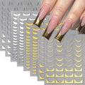 8 Sheets Gold Silver French Stripe Line Nail Stickers, 3D Self-Adhesive - color: Dh-825+826