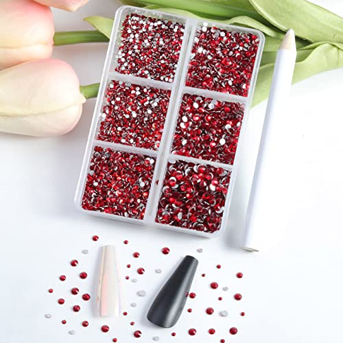 Beadsland Flatback Rhinestones, Siam, 7200pcs Mixed 6 Sizes - color: Siam
