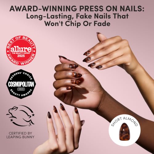 Glamnetic Press On Nails - Short Almond, Glossy Fake Nails 30 Pc Full Kit - color: 1D - Main Reference
