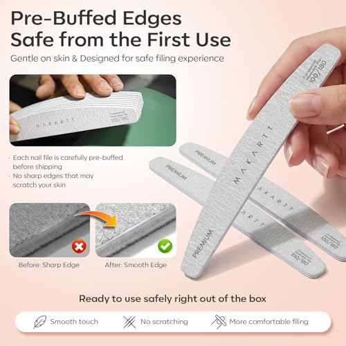 Makartt 100/180 Grit Nail Files, 10PCS Zebra Emery Boards for Nails - size: 100/180 Grit