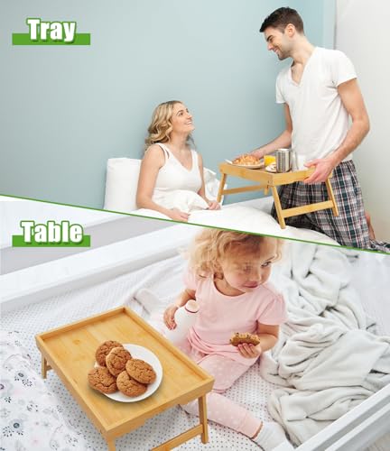 Youpehom Bamboo Bed Tray Table with Folding Legs, Large, Bamboo - color: Bamboo, size: Large