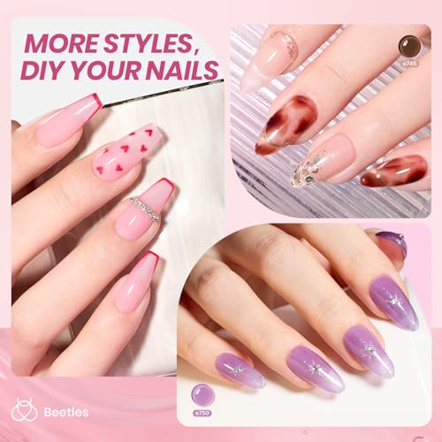 Beetles Jelly Gel Nail Polish Set, 53PCS 36 Colors Gel Polish Kit - color: 0-0-0-Crystal Ice