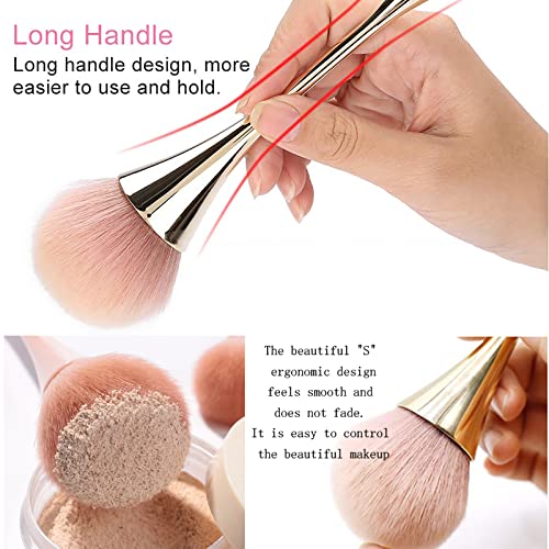 2Pcs Nail Dust Brush Cleaner for Acrylic, Dip Powder, Makeup, Blush - Large Manicure Clean Up Tool - Nail Art Brushes (Gold+Black) - color: Gold+Black