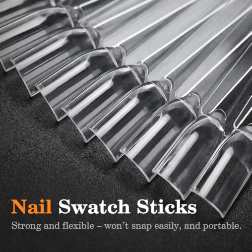 PEACECOLOR 100 Pcs Nail Swatch Sticks with Ring, 120 Blank Number & Box - color: 100pcs nail swatch sticks