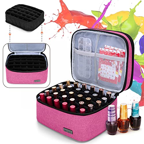 LUXJA Nail Polish Storage Case Holds 20 Bottles, Pink - color: Pink
