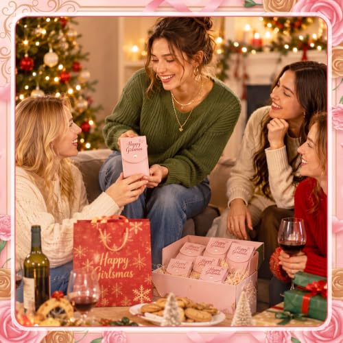 12 Pink Christmas Manicure Gifts for Women Girlsmas Party Favors - color: Happy Girlsmas
