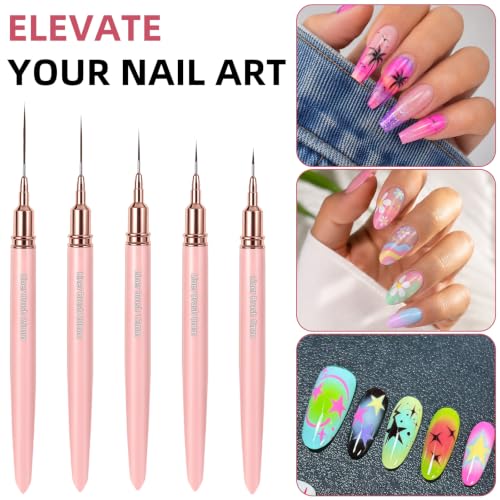 5PCS Nail Art Brushes, Metallic Fine Liner Nail Art Pens for Nail Painting