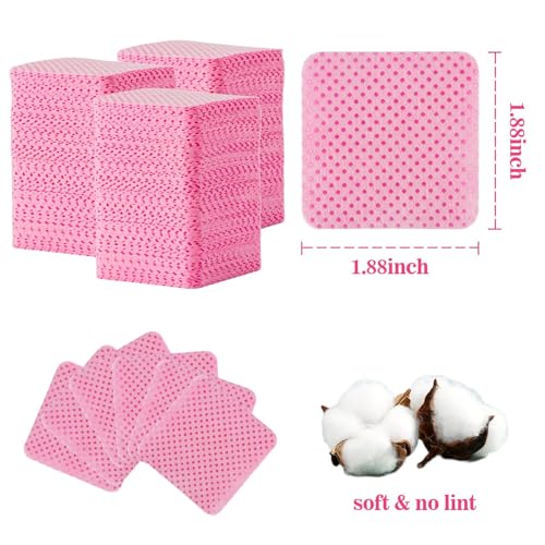 MAQIHAN 1200 Lint Free Nail Wipes - Pink Acetone Nail Polish Remover Wipes Lint Free Nail Wipes Pads Gel Nails No Lint Nail Glue Wipes Eyelash Extensions Toallitas Para Uñas Sin Pelusa Nail Supplies