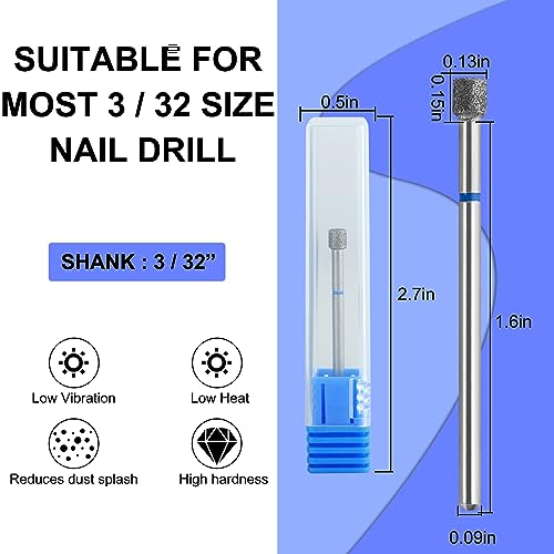 Diamond Safety Bits Small Tapered Electric Nail Drill File Cuticle Cleaner Tool for Acrylic Nails Rotary Nail Drill Machine Manicure Pedicure Polishing (Medium) - color: Medium 0.13x0.15