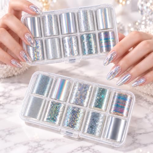 20 Rolls Nail Transfer Foil Sheets Transfer Foil for Nails Aurora