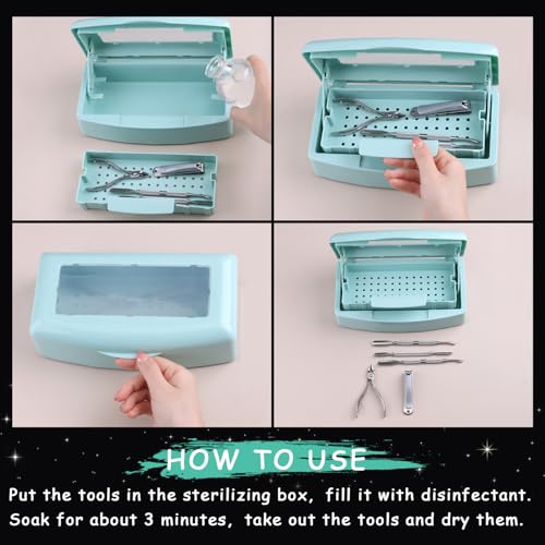SUTOKAKA Nail Tool Sterilizer Box Plastic Disinfectant Container, Blue - color: Liftable Blue
