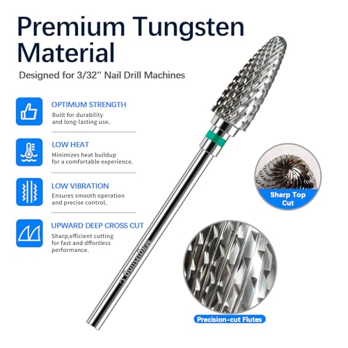 Coarse Super Cut Flame Nail Drill Bit, 3/32", Right-Handed Use - size: Coarse