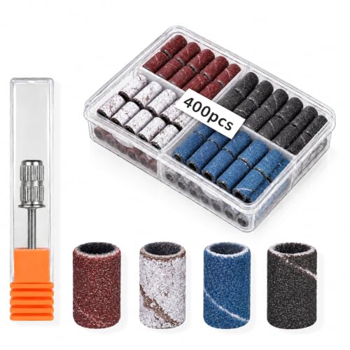 Kichvoe 400Pcs Sanding Bands for Nail Drill 80/120/180 with 4 Colors