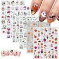 6Sheets Halloween Nail Art Stickers Cute Ghost Pumpkin Bat Spider Web - color: Multicolor