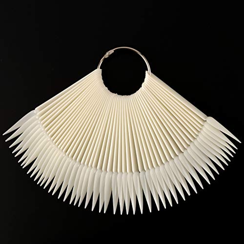 KINJOEK 3 Set Total 150 Pointed Tips Natural Nail Swatches Sticks, Nail Art Supplies Stiletto Practice Tips Display Board Sample Sticks with Ring for Nail Art Polish Color Test Display Home DIY