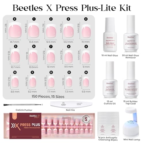 Beetles French Tip Press On Nail Kit - Short Square 150Pcs Pink - color: A - Pink French - S