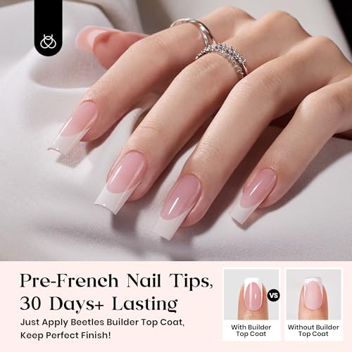 Beetles Press On Nail Kit - Long Square French Tip Nails 224 Pcs - color: E - Pink French - L
