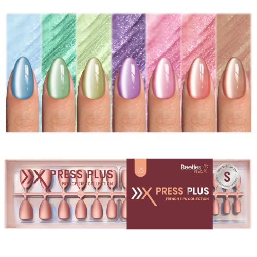 Beetles X Press Cat Eye Nails - 7 Colors Short Almond Press On Nails - color: 2a - Bubble CatEye - S