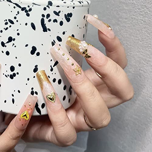 Fcozpjk 3D Metal Nail Charms Gold Silver Nail Beads Decorations - color: Gold