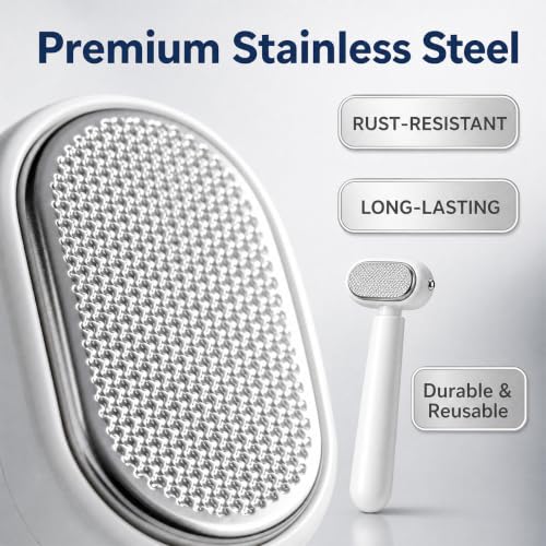 Double-Sided Foot Scraper, Stainless Steel Callus Remover, 2PCS White+Blue