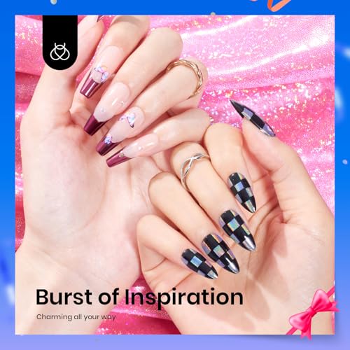 Beetles Metallic Chrome Nail Powder Kit Black White Colors Gel Polish - color: B - Multicolor-8-10