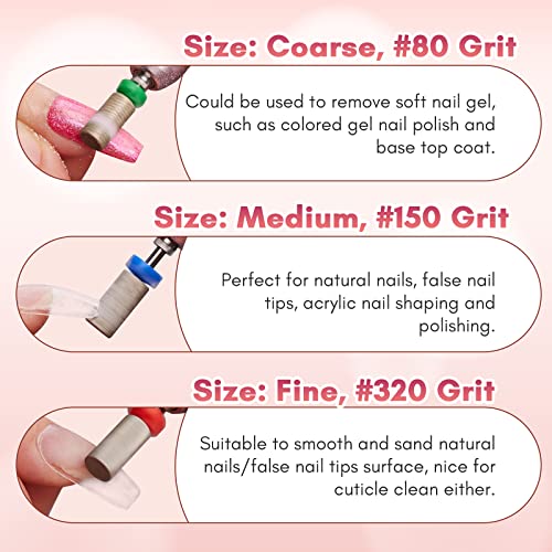 Makartt Nail Drill Bits - Large Barrel Carbide Diamond Sanding Bit for Gel Nails Polish Remove, Upgrade Drill Tips with Cross Teeth and Dust-Proof Ring for Manicure Salon Shaping, C #80 Grit - size: Diamond Barrel Bit-C