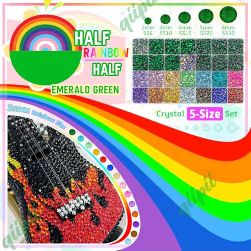 qiipii 28 Grids Emerald Green 2-6mm Resin Rhinestones w B7000 Glue for Bedazzling Crafting Colorful Flatback Stones Diamonds Crystals Gems Bedazzler Kit for Nails Face Eyes Makeup Tumblers DIY Crafts - color: Emerald Green, size: Crystal