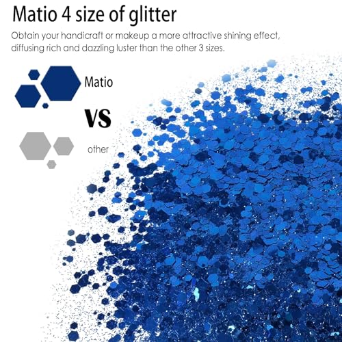 Matio Chunky Glitter 7.05oz/200g Gem Blue Craft Ultra Fine Glitter Powder - color: Gem Blue