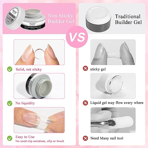 MIZHSE Non-Sticky Solid Builder Gel For Nails, 30g Clear and Pink Sculpting Building Carving Modeling Hard Gel for Nail Strengthen Nail Extension 3D Nail Art for Soak Off Manicure Kit DIY Home Gift - color: 30g Clear+Pink