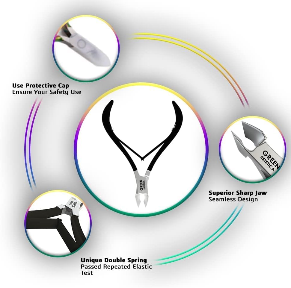 Professional Cuticle Trimmer & Nippers, Stainless Steel Nail Care Tool - color: Black