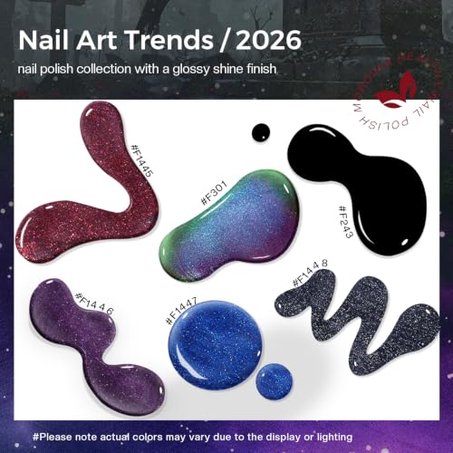 Morovan Dark Nail Polish Set: 6 Color Gothic Black Glitter Deep Purple Gift - color: Midnight Gothic