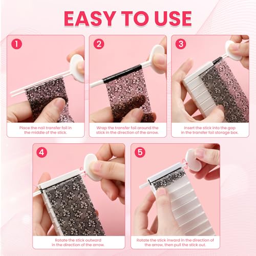 6Pcs Nail Foil Transfer Organizer, 10 Slots Nail Foil Storage Box