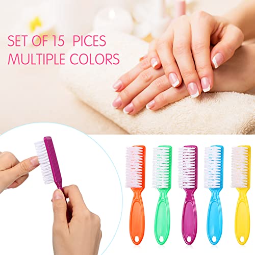 Patelai 15 Pieces Nail Brush Handle Grip for Fingernail Toe Scrub Cleaning - color: Bright