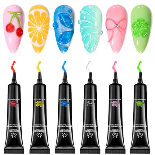 Beetles Sculpting Gel 3D Gel for Nail Art 6 Colors - color: B-Multicolor-6