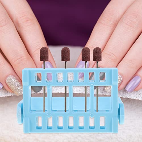 Beaupretty Nail Grinding Tool Box with 16 Holes Portable Manicure Organizer Compact Nail Drill Bits Holder for Home and Professional Use - color: Light Blue