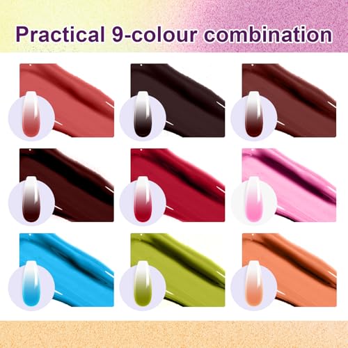 Gradient Painting Nail Gel, 9 Colors Ombre Gel Nail Polish - color: Canyon Bloom