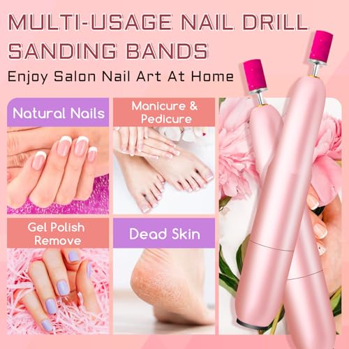 200Pcs Nails Sanding Band, 240 Grit Zebra Sanding Band Fine Grit Sanding Bands with 3/32” Nail Sanding Bit for Natural, Gel Nail, Sand Band 240Grit Set Great for Manicure & Pedicure - size: 240-W