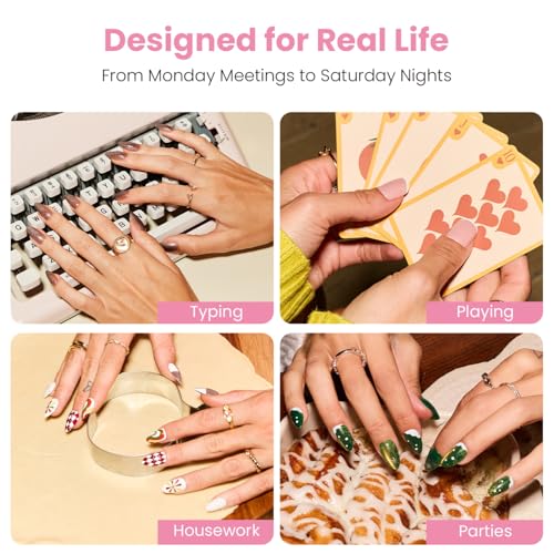 Nail Reformation Press On Nails, Cherry | Pink Medium Almond 15 Sizes 30Pcs - color: Cherry Cherry