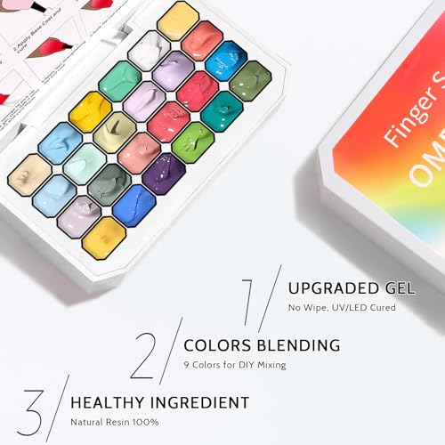Ombre Gel Polish Palette,24Colors Pat Gel Paint Nail Art Kit Sponge Patting - size: 24 Colors A