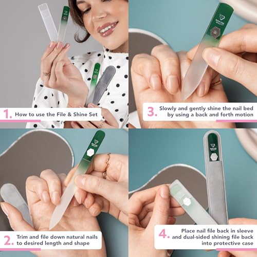 Bona Fide Beauty Czech Glass Nail File and Shiner Duo Set (Green) - color: Green