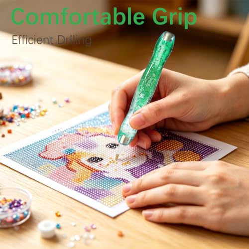 CXJINZE 9 Pcs Plastic 5D Diamond Art Pens Kit with 5 Nibs Stylus Tool,Green - color: Green-9pcs