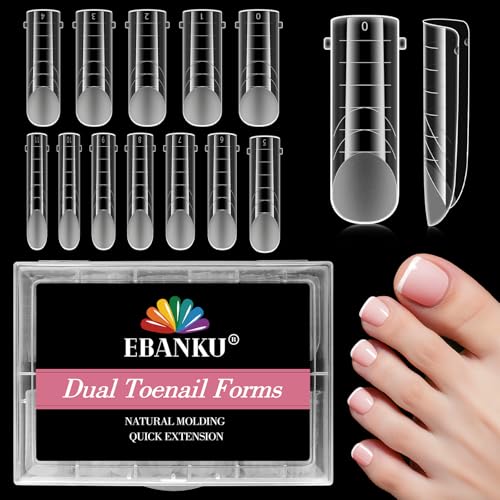 EBANKU 120Pcs Poly Gel Nail Forms for Toes, Long Square Dual Forms - color: 120P Long Square Toenail